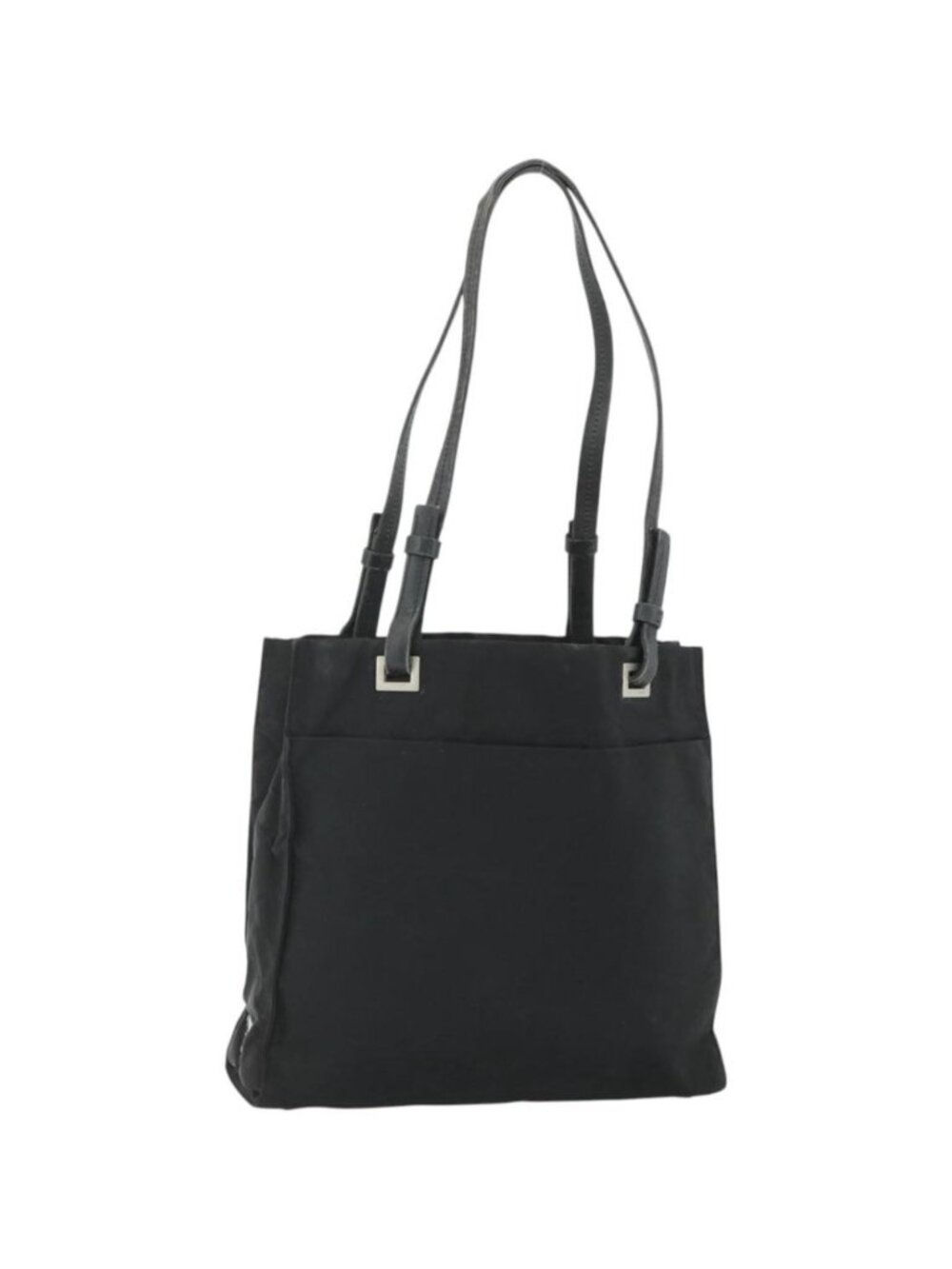 PRADA Tote Bag Nylon Black Silver